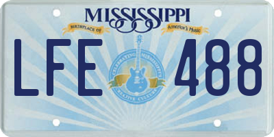 MS license plate LFE488