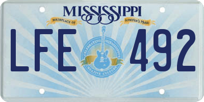 MS license plate LFE492