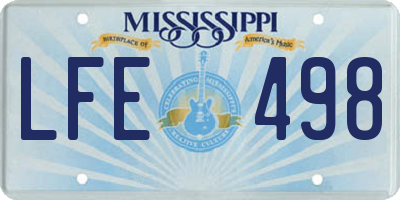 MS license plate LFE498
