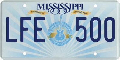 MS license plate LFE500