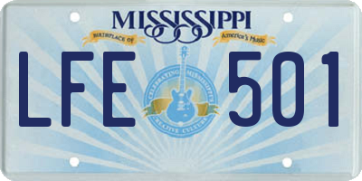 MS license plate LFE501
