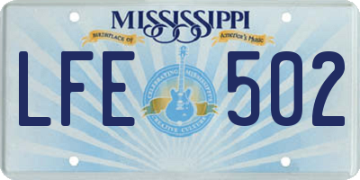 MS license plate LFE502