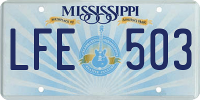 MS license plate LFE503