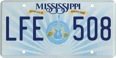 MS license plate LFE508