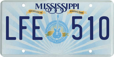 MS license plate LFE510