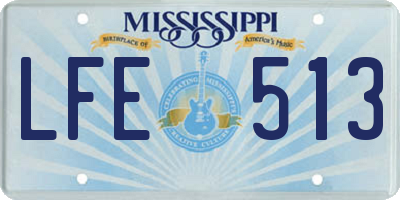 MS license plate LFE513