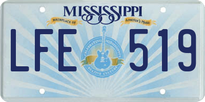MS license plate LFE519