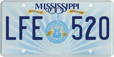 MS license plate LFE520