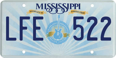 MS license plate LFE522