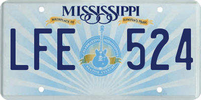 MS license plate LFE524