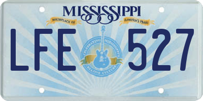 MS license plate LFE527