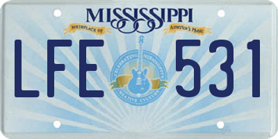 MS license plate LFE531