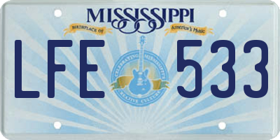 MS license plate LFE533