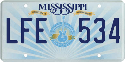 MS license plate LFE534