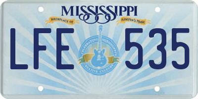 MS license plate LFE535