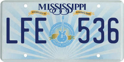 MS license plate LFE536