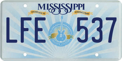 MS license plate LFE537