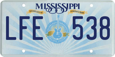 MS license plate LFE538