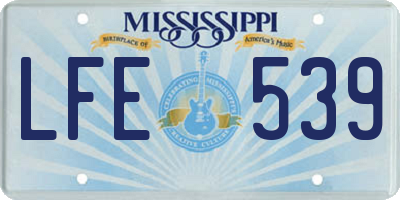 MS license plate LFE539