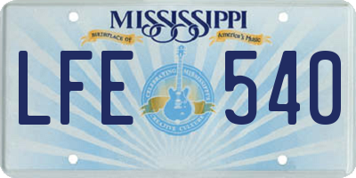 MS license plate LFE540