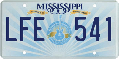 MS license plate LFE541