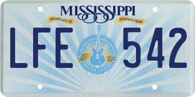 MS license plate LFE542