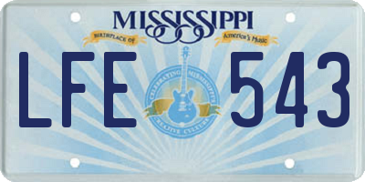 MS license plate LFE543
