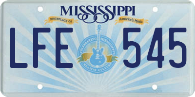 MS license plate LFE545