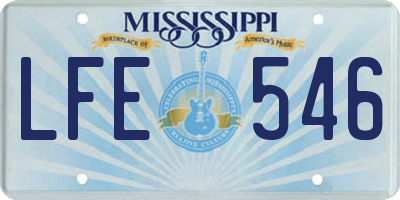 MS license plate LFE546