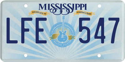 MS license plate LFE547