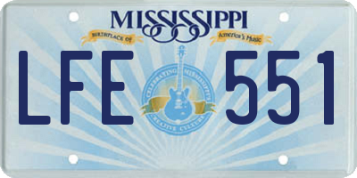 MS license plate LFE551