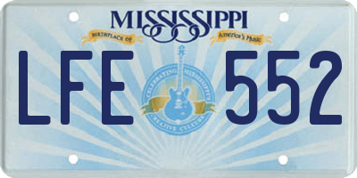 MS license plate LFE552