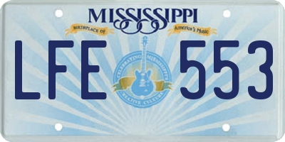 MS license plate LFE553