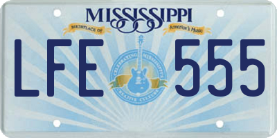 MS license plate LFE555