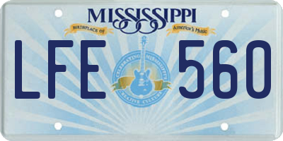 MS license plate LFE560
