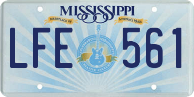 MS license plate LFE561