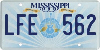 MS license plate LFE562