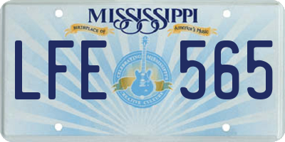 MS license plate LFE565