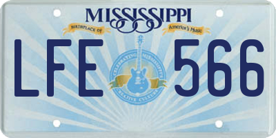 MS license plate LFE566