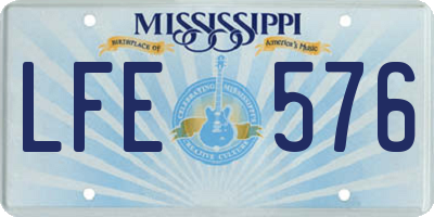MS license plate LFE576