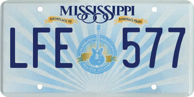 MS license plate LFE577