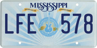 MS license plate LFE578