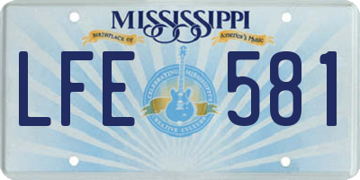 MS license plate LFE581