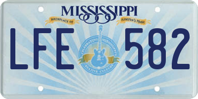 MS license plate LFE582