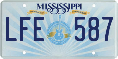 MS license plate LFE587