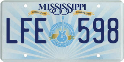 MS license plate LFE598