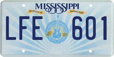 MS license plate LFE601