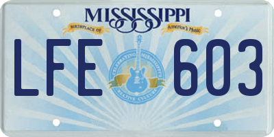 MS license plate LFE603