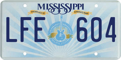 MS license plate LFE604