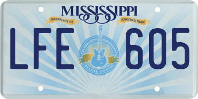 MS license plate LFE605